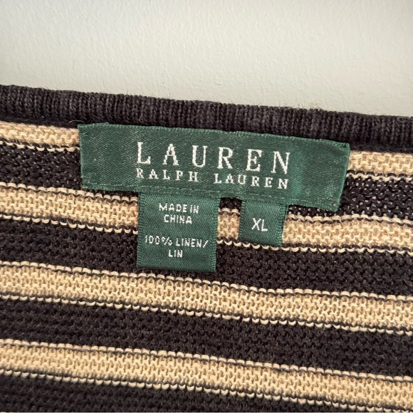 Lauren Ralph Lauren 100% Linen Striped Sleeveless Pullover Size XL - Picture 2 of 3